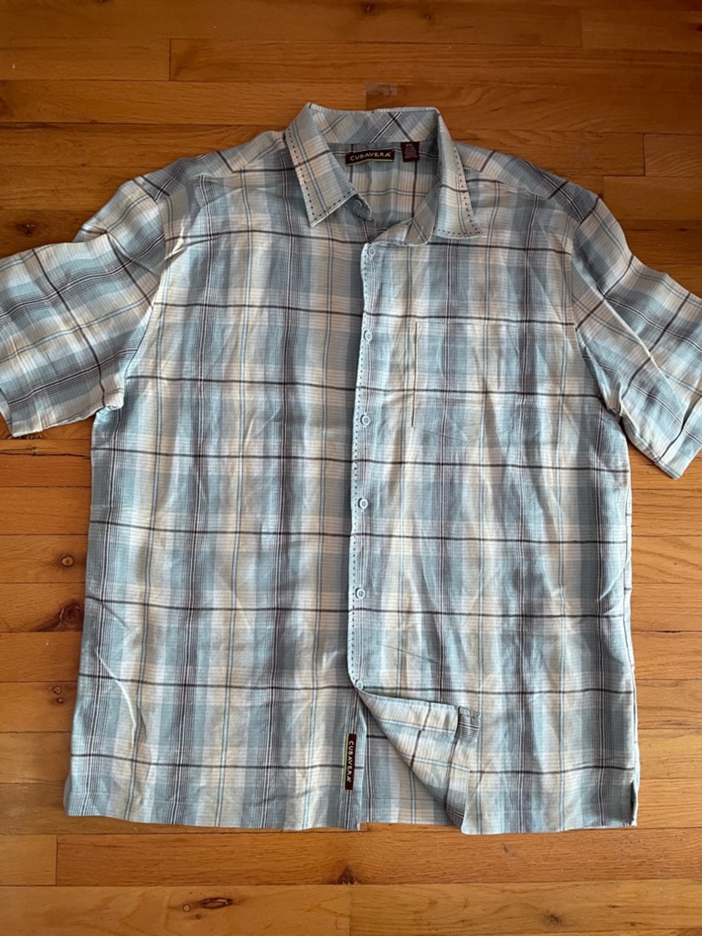Vintage Cubavera Linen Blend Plaid Shirt